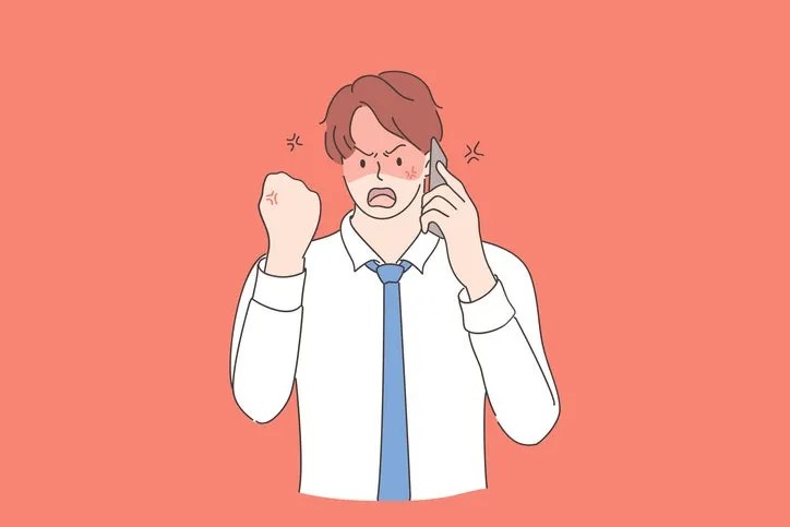 스트레스로 화난 표정의 직장인 일러스트